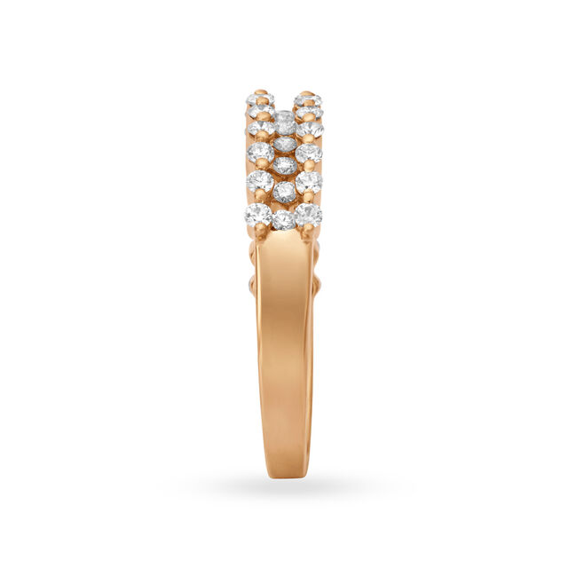 Chic 18 Karat Rose Gold And Diamond Finger Ring,,hi-res image number null