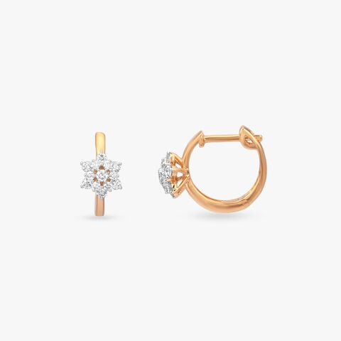 Floral Spark Diamond Hoop Earrings