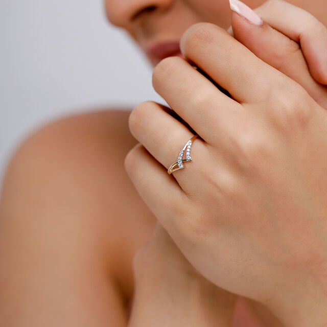 14KT Yellow Gold Shimmering Orbit Adjustable Finger Ring