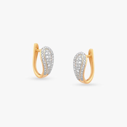 Teardrop Trail Diamond Gold Hoop Earrings