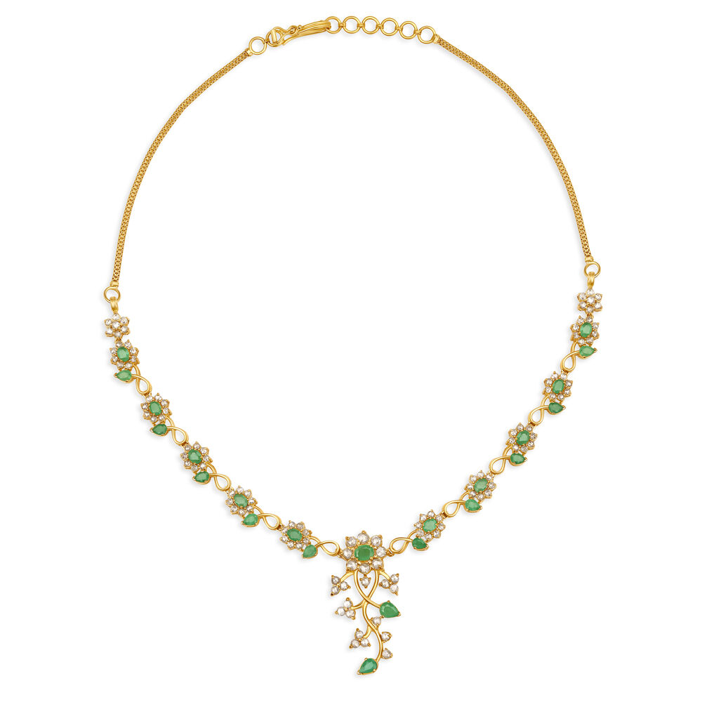 Emerald pendant set discount tanishq