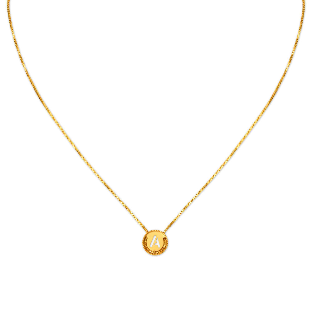 Letter A Gold Pendant with Chain For Kids