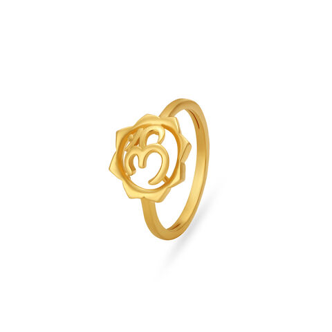 Carved Om Gold Finger Ring For Kids