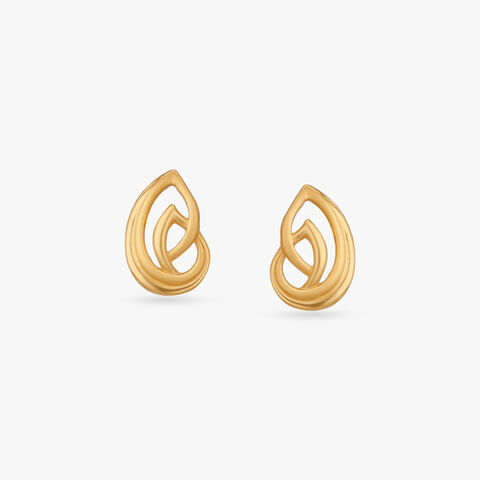 Twisty Leaf Gold Stud Earrings for Kids