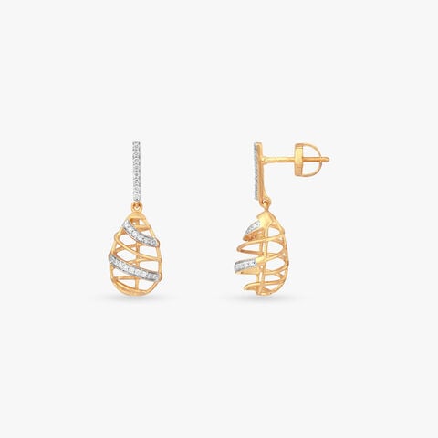 Woven Teardrop Diamond Drop Earrings