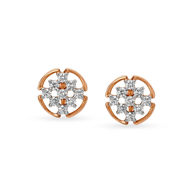 14KT Rose Gold Diamond Stud Earrings,,hi-res image number null
