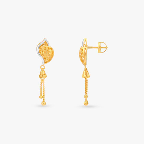 Sculpted Leaves Gold Drop Earrings