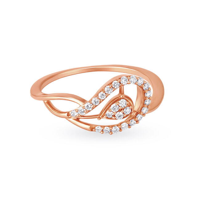 Ornamental 18 Karat Rose Gold And Diamond Teardrop Ring,,hi-res image number null