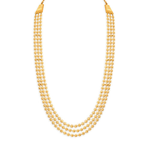 Exuberant 22 Karat Yellow Gold Floral Triple Strand Necklace