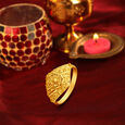 Floral Filigree Gold Finger Ring,,hi-res image number null