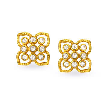Gorgeous Floral Gold Stud Earrings