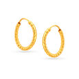 22 KT Yellow Gold Minimal Beaded Hoop Earrings,,hi-res image number null