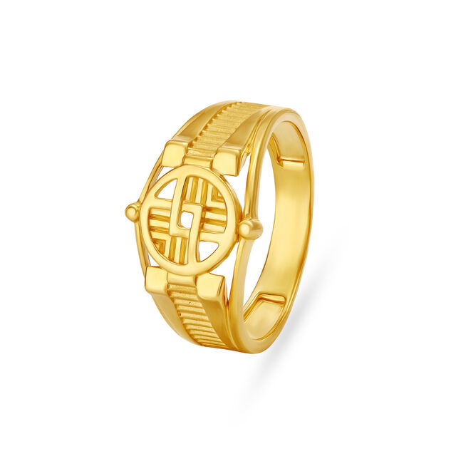 Circular Motif Gold Finger Ring For Men,,hi-res image number null