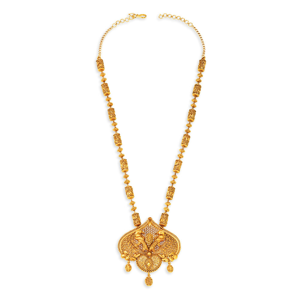 Symmetric Bold Peacock Gold Necklace Set