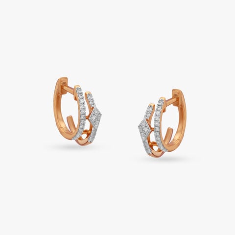 Twin Arc Diamond Hoop Earrings