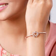 14 KT Rose Gold Floral Diamond Kada Bangle,,hi-res image number null