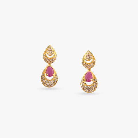 Ruby Teardrop Stone Drop Earrings