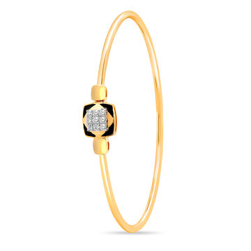 18 KT Yellow Gold Abstract Glimmer Diamond Bangle