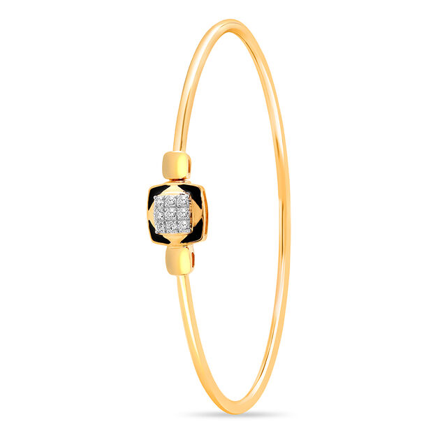 18 KT Yellow Gold Abstract Glimmer Diamond Bangle,,hi-res image number null