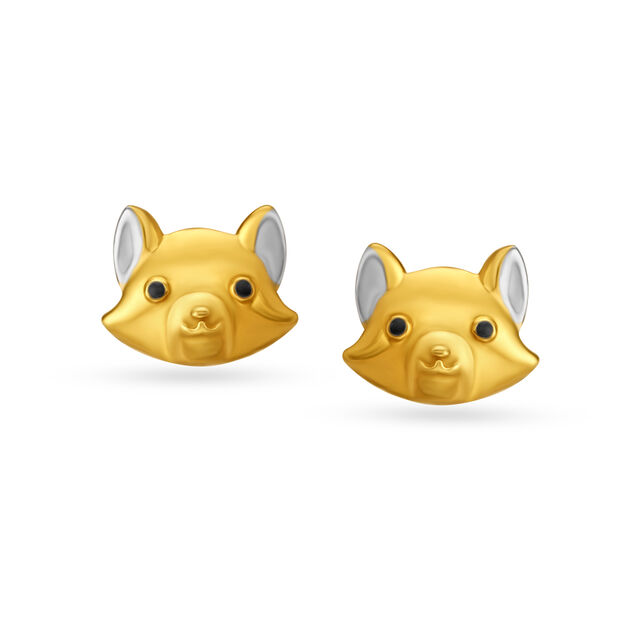 Fox Face Gold Stud Earrings For Kids,,hi-res image number null