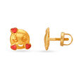 Adorable Smiley Face With Hearts Gold Stud Earrings For Kids,,hi-res image number null