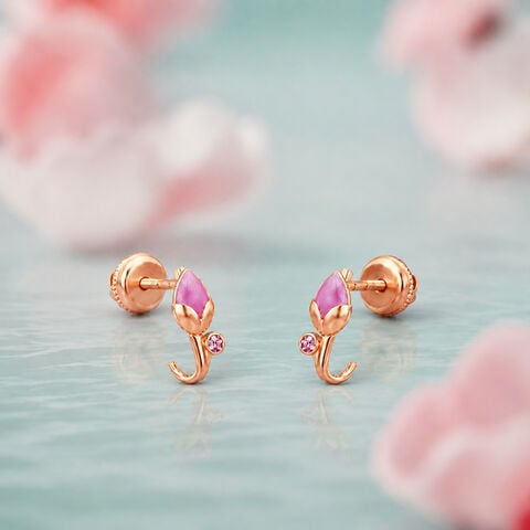 Blushing Bloom Gold Hoop Earrings