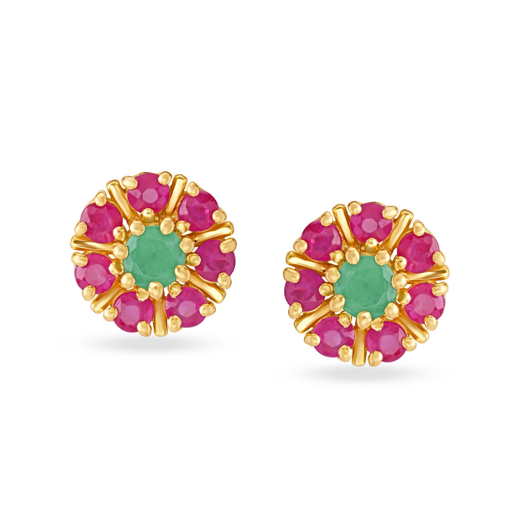 Mesmerising Emerald and Ruby Stud Earrings