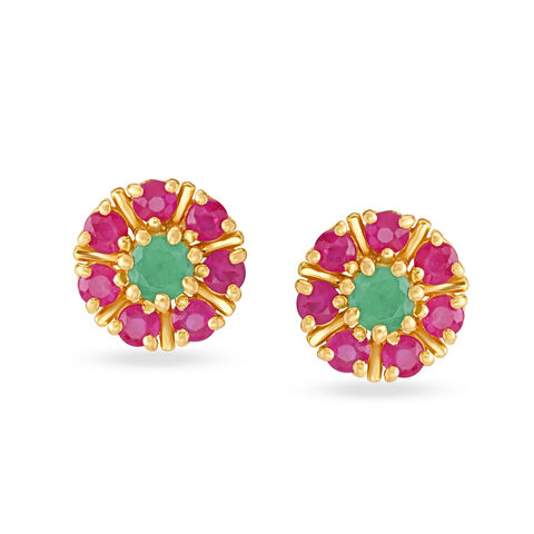Mesmerising Emerald and Ruby Stud Earrings