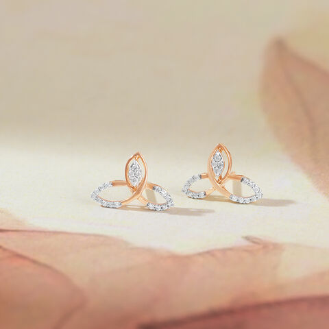 Loop Elegance Gold & Diamond Stud Earrings