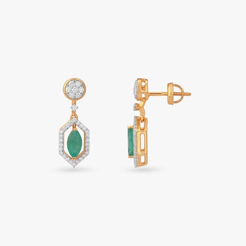 Verdant Halo Diamond Drop Earrings