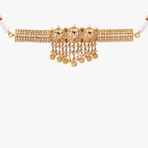 Antique Chand Bali Gold Necklace Set