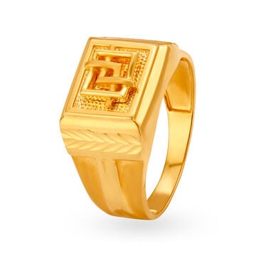 Illusionistic 22 Karat Gold Square Ring For Men