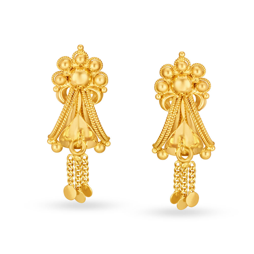 Fetching 22 Karat Gold Floral Drop Earrings