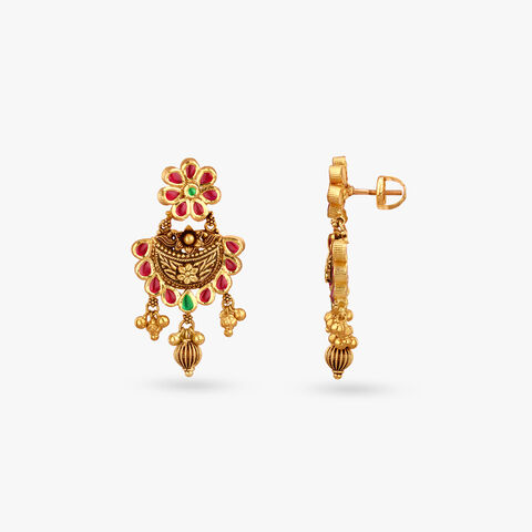 Floral Majesty Gold Drop Earrings