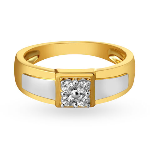 Contemporary 18 Karat Yellow Gold And Diamond Finger Ring alternate view 1