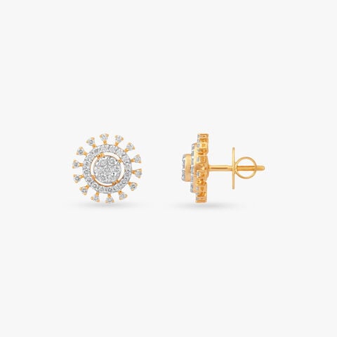 Sunlit Halo Diamond Stud Earrings