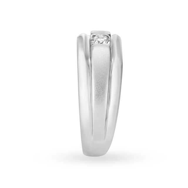 Minimalist 950 Karat Platinum And White Gold And Diamond Floral Ring,,hi-res image number null