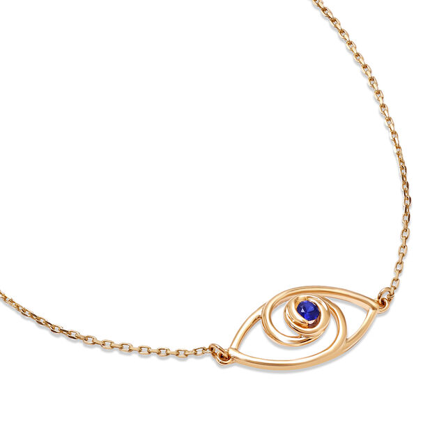 14KT Yellow Gold Wavy Evil Eye Bracelet 2