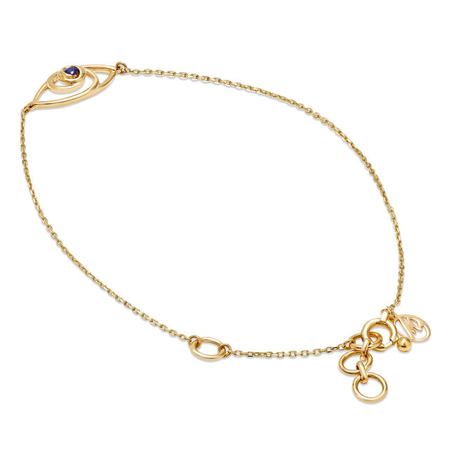 14KT Yellow Gold Wavy Evil Eye Bracelet 3