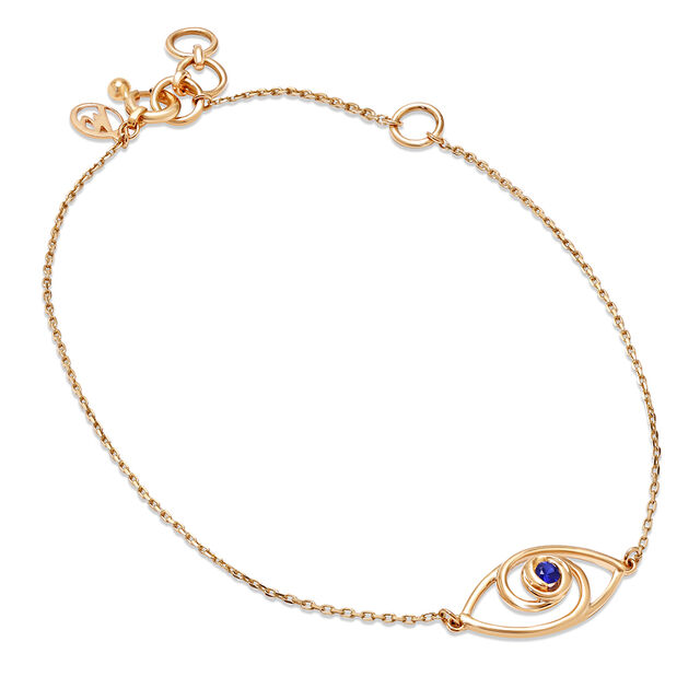 14KT Yellow Gold Wavy Evil Eye Bracelet 4
