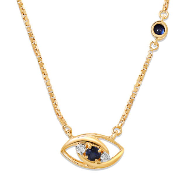 14KT Yellow Gold Sparkling Evil Eye Diamond Necklace 2