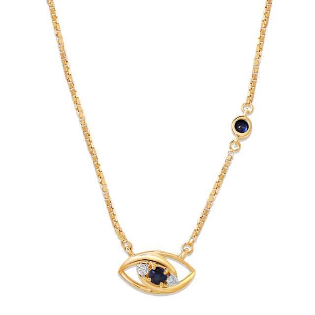 14KT Yellow Gold Sparkling Evil Eye Diamond Necklace 3