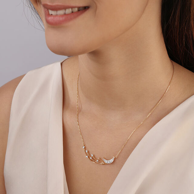 Crescent Comet's Glimmer 14KT Diamond Necklace 