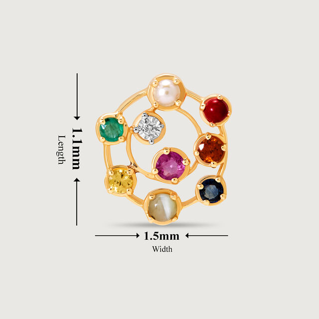 Navratna Nouveau 14KT Stud Earrings 6