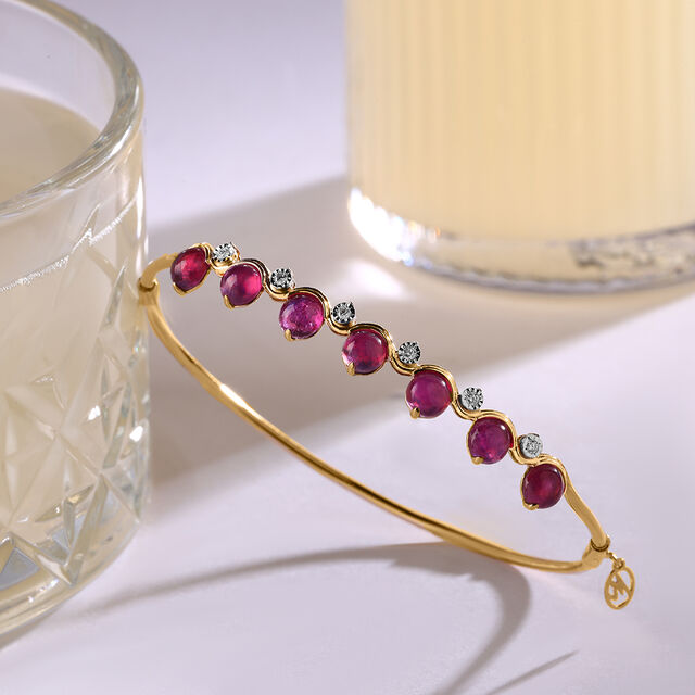 Toast to Temptation 14KT Ruby and Diamond  Bangle 