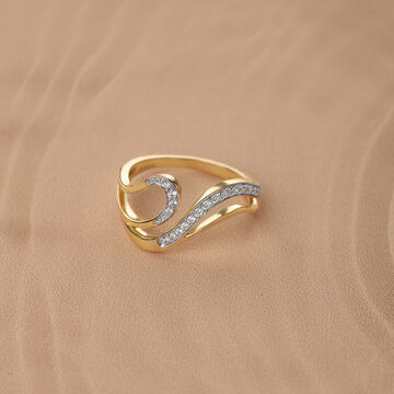 Eternal Wave 14 Kt Gold & Diamond Finger Ring