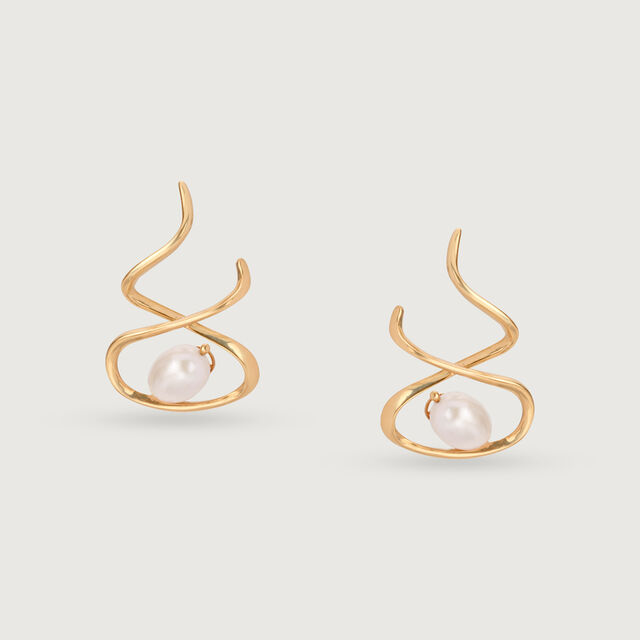 Twisted Glam 14 Kt Gold & Pearl Hoop Earrings 3