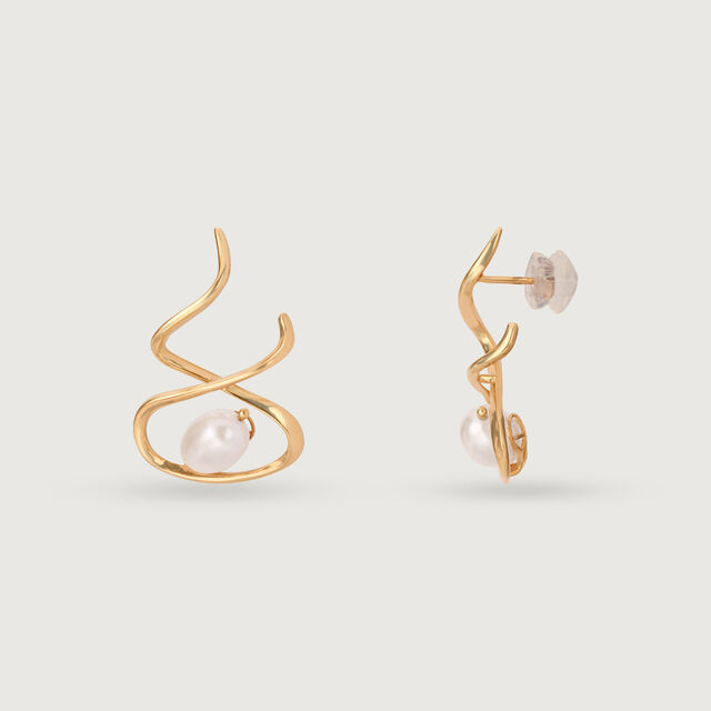 Twisted Glam 14 Kt Gold & Pearl Hoop Earrings 4