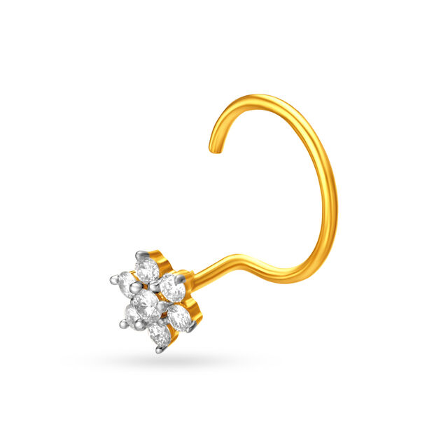 Stunning Floral Seven Stone Diamond Nose Pin 3