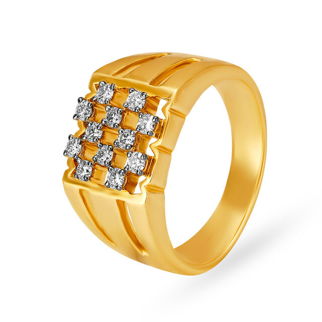 Audacious 18 Karat Yellow Gold And Diamond Finger Ring 